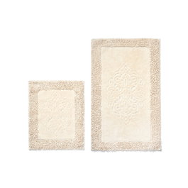Mijölnir Juego de alfombrillas de baño de algodón 2 piezas crema